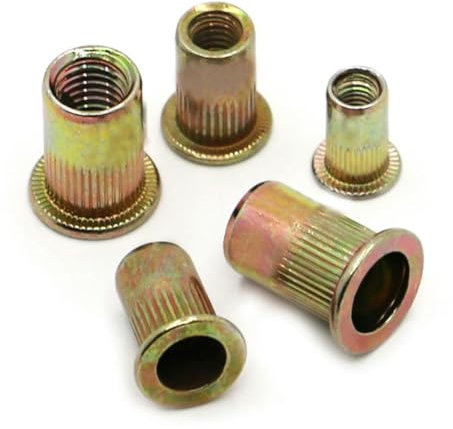 M3 M4 M5 M6 M8 M10 M12 Nietmuttern mit flachem metrischem Gewinde, Farbe: Zink-Kohlenstoffstahl, Nieteneinsatz, Muttern, Muttern, Befestigungselement, M12, 10 Stück