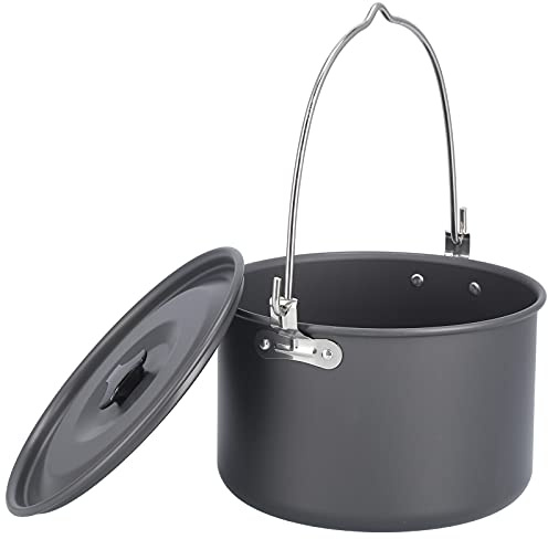 Olla De Camping, Olla De Cocina Portátil De Aleación De Aluminio, Olla Colgante Con Tapa Para Camping, Senderismo, Mochilero