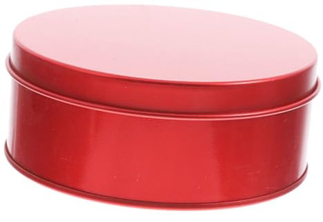 Zerodeko Caja Redonda De Hojalata Para Dulces y Galletas Pequeña Tapa Roja, Resistente y Multiusos Para Almacenamiento Fiestas, Bodas y Regalos,