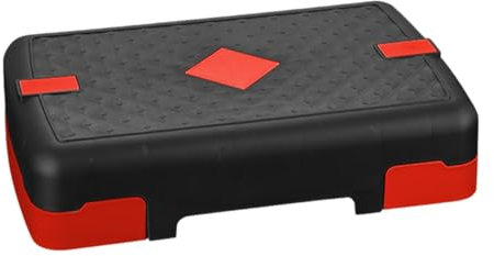Perfeclan Einstellbare Workout Aerobic Stepper Balance Board rutschfeste Textur Training Indoor Einstellbare Höhe Praktische Fitness Stepper, Schwarz Rot