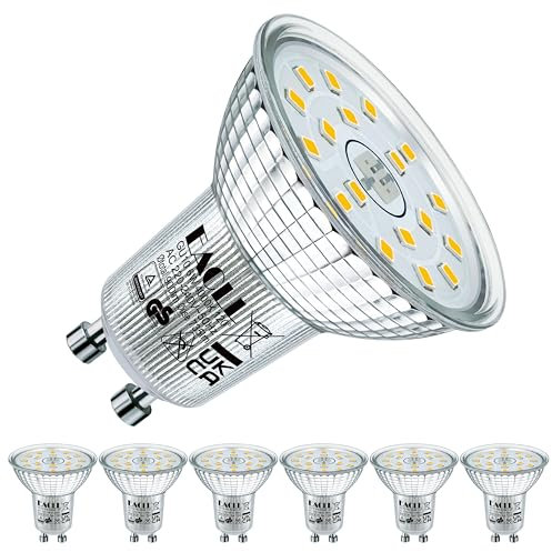 EACLL Lampadina a LED GU10, 4000 K, 6 W, sostituisce lampadine alogene da 100 W, confezione da 6 pezzi, luce bianca neutra, 735 lumen, AC 230 V, senza sfarfallio, angolo di diffusione 120°, non