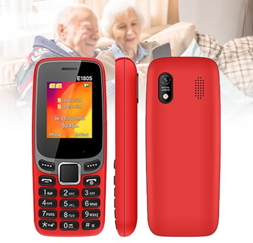 Telefoni Cellulari di Base per Anziani e Bambini, Telefoni Stupidi Sbloccati, Telefoni Cellulari Senza Internet - con Pulsanti Grandi, MP3, MP4, Fotocamera, Torcia Elettrica, SOS,Red
