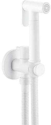 FQYEP Handbrause für Wc Toilette Bidet Weiß, Messing, Universelle Toilettenspritzpistole, Weiß Edelstahlrohr