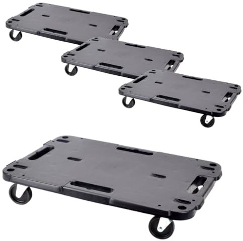 4er Set Transportroller Rollbrett Transportrollen Rollbrett Werkstatt Pflanzen Rollbretter Transport Möbelrollen flach Pflanzenroller eckig Transporthilfe mit Rollen 57