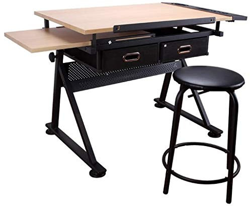 ABBNIA Zeichentische Höhenverstellbarer Zeichentisch Neigbarer Basteltisch Mit Stauraum Ahornplatte Kunsttisch Für Den Home-Office-Zeichentisch