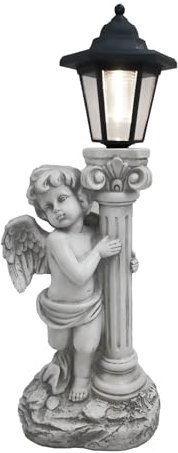 FIYSON Solar Engel Gartenstatuen, 50cm hoch, Extra groß Solare LED Römische Säule, Schutzengel-Figur Fairy Outdoor-Deko, Wetterfest Garten Deko aus Harz, für Rasen, Hof, Fensterbank (Stil 3)