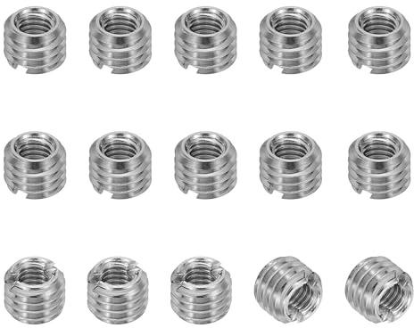 PATIKIL Insert Fileté Adaptateurs de Filetage de Réduction en Acier Inoxydable 316, 15 Pcs M5 x 0.8 Mâle vers M3 x 0.5 Femelle Écrou d'Insertion de Réparation, Fixateur 4mm