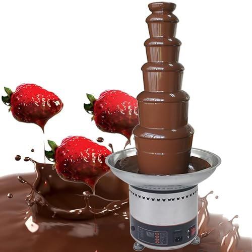QUSYZD Máquina de Fuente de Chocolate para Fiestas, máquina de Fuente de Chocolate Caliente de Acero Inoxidable de 4/5/6/7 Niveles, Fuente de Fondue de Chocolate para Bodas, Fiestas de em,6layer