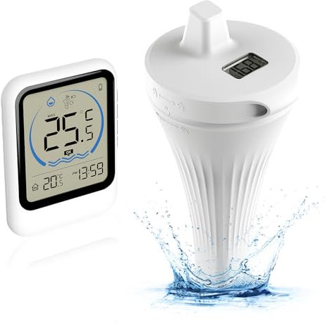 Thermomètre WANDGU Sans Fil WiFi pour Piscine - Moniteur de Température et d'Humidité IP67, Affichage Numérique pour Baign