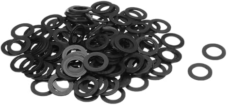 QUARKZMAN 120 Pcs Arandelas Planas, Pasacables de Nylon M10 10Mm Id 16Mm Od 1Mm de Grosor Arandelas Plástico para Juntas de Hojas de Plástico Espaciador de Sellado Anillo, Negro