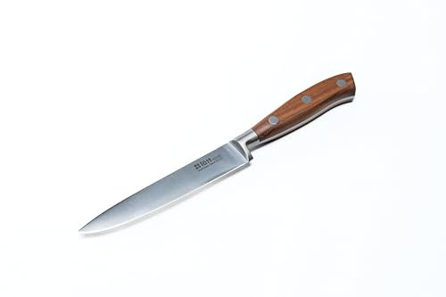 Lätt Home - Coltello Multiuso 12cm - Realizzato in Acciaio Inox - Lama Precisa - Manico in Legno - Coltello da Cucina Comodo e Sicuro - Resistente e Durevole - Ideale per Uso Domestico e Professionale