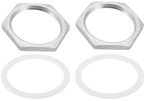 sourcing map Sechskant-Kontermutter aus Gusseisen mit Unterlegscheibe, 304 Edelstahl, Sechskant-Kontermutter, NPT 3,8 cm Innengewinde für Sanitärbefestigung, Wasserbesen und Untergestellreiniger, 5,5