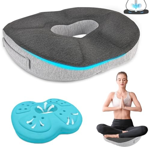 Rzspher Sittkudde med hemorrojder, sittring, hemorrojder, kudde för effektiv lindring av hemorrojder, prostata, ischias och ryggsmärtor, perfekt för kontor, bil och rullstol