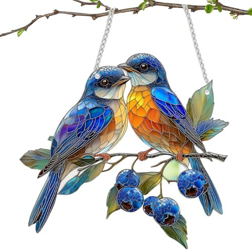 Elfinfi Fensterdeko Hängend, Buntglas Fensterdeko Vogel, Kristalle Deko Fenster Deko Hängen für Drinnen und Draußen, Haus, Garten, Party-Dekoration