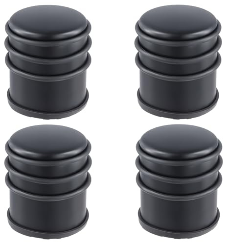 FUNSUEI 4er Set Türstopper Boden Edelstahl, 1kg Schwarz Schwerer Türstopper Metall mit Gummiring, Bodentürstopper Edelstahl Tür Stopper Boden, 7 x 8 cm