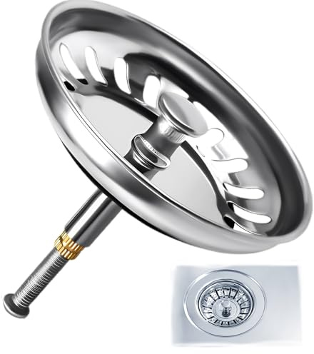 AONAYO Universal Abflusssieb,Edelstahl WaschbeckenstöPsel,KüChe Abflussstopfen,Abflussstopfen Mit Sieb,Abflusssieb,StöPsel Waschbecken (Silber,81 Mm Breit),Passend FüR Blanco SiebköRbchen