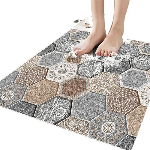 Evimstil Groß Duschmatte rutschfest 100x100 cm Duscheinlage rutschfest mit Fliesenmuster Weich Komfort PVC Antirutschmatte dusche mit Ablauflöchern,Hohe Wasserdurchlässigkeit,für Nassbereiche
