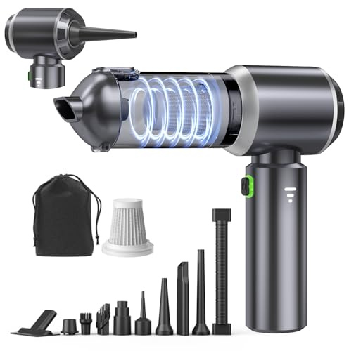 Ytnewin Car Vacuum Portable Cordless, Small Handheld Vacuum Cleaner with 24000PA High Power Suction, Mini Vacuum Cordless Rechargeable with One-Touch Empty, 10-in-1 Hand Vac for Car Home Office Dust