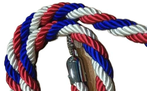 Cordes De Barrières Corde à Bride en Nylon de 1.5M, 2 pièces, for Colonne de File d'attente de vœux, Colonne de Concierge de Bienvenue d'hôtel, Corde torsadée en Nylon de Garde-Corps à tête Ronde(Red