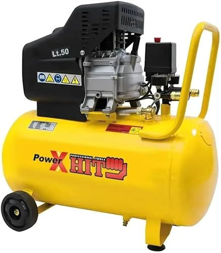 Compressore Lubrificato ad Olio 2 HP | Serbatoio 24/50 Litri | Pressione 8 Bar | Potente e Affidabile per Uso Hobbistico e Professionale (50 Litri)