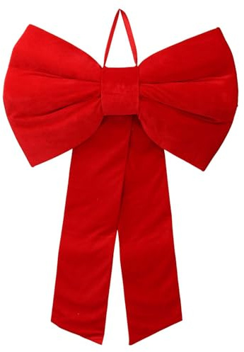 LIVHOME 80x120cm Large Velvet Bow, Giant Christmas Tree Topper, Big Bow for Wreaths, Oversized Decorative Ribbon, Premium Craftsmanship for Indoor & Outdoor Festive Holiday Decor (Red Velvet)