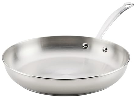 Farberware Millennium Stainless Steel Frying Pan/Skillet, Induction Ready, Compatible with All Cooktops, Metal Utensil Safe, 12.25 Inch Open Fry Pan, Dishwasher Safe - Stainless Steel