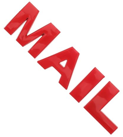 BESPORTBLE Lot de 4 Autocollants Lettres Rouges 3d en Acier Inoxydable pour Boîte aux Lettres, Panneau Postal Décoratif, Compatibles Boîtes Standard, pour Bureau et Extérieur, Signalétique