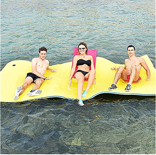 Genérico Tappetino galleggiante ad acqua, tappetino galleggiante in schiuma XPE a 3 strati, resistente agli strappi e rimbalzante, isola galleggiante arrotolabile per piscina, lago e oceano, giallo