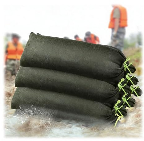 Zfmnoyev 10 Sacchi di Sabbia Anti-inondazione, Barriera di Sabbia Impermeabile, Barriere di Sabbia Riutilizzabili, per Il Controllo Acqua Piovana di Porte, Finestre, Cantine, Garage(40x80cm)