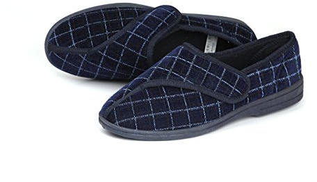 Homecraft Loop Check Tofflor för Gents Låg-topp UK Size 9 BLÅ