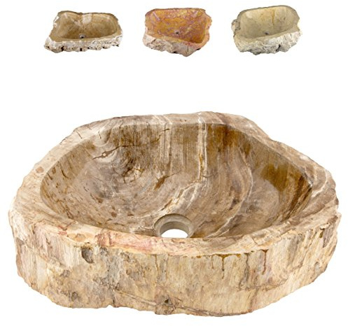 DIVERO Aufsatz - Waschbecken FORESTA aus versteinertem Holz - ab 40 cm Länge