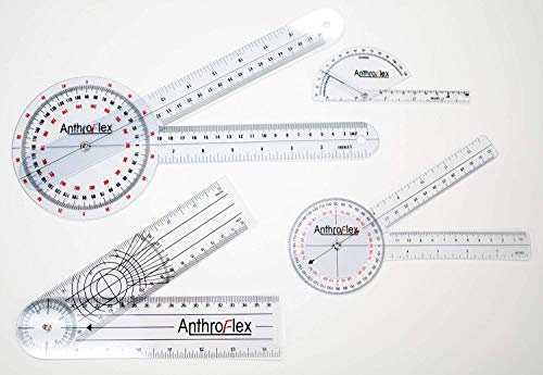 AnthroFlex Set di 4 Goniometro Ortopedico per Fisioterapia: 30cm, 20cm, Dito, Spina Dorsale