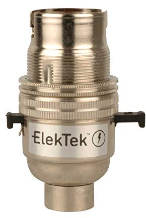 ElekTek Soporte de bombilla con interruptor de seguridad B22, con anillo de sujeción y tornillo de cierre en la base