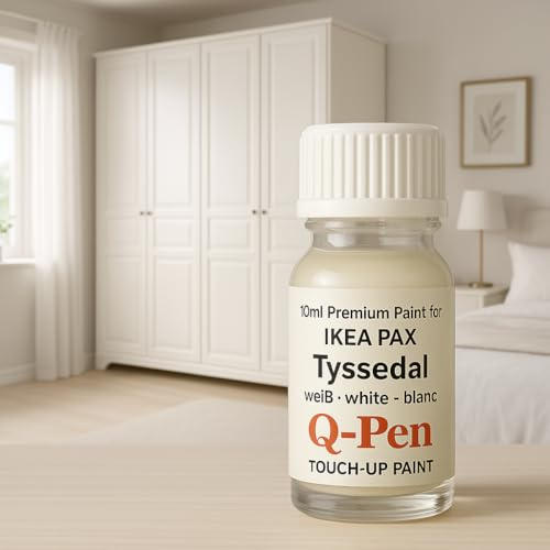 HDO Q-Pen Original lackpenna lämplig för IKEA PAX Tyssedal vit – premiumlackreparation för klassiska garderobsdörrar och paneler