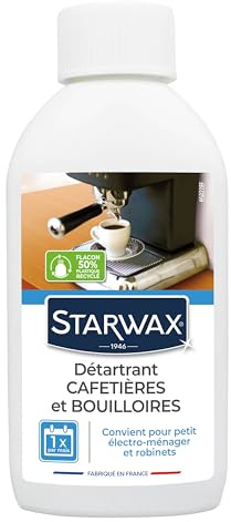 STARWAX Détartrant Cafetières et Bouilloires Convient pour petit electro-ménager et robinets 250ml, Voir Descriptif | Détartre machines à expresso cafetières bouilloires et fers à repasser, prolonge la durée de vie, 1 fois par mois
