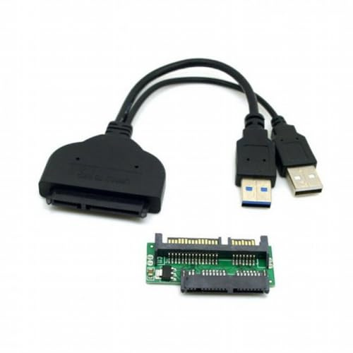 cablecc USB-3.0-auf-SATA-zu-Micro-SATA-Adapter für 4,6 cm (1,8 Zoll), 6,3 cm (2,5 Zoll) Festplatten-Treiber mit externem USB-Stromkabel.
