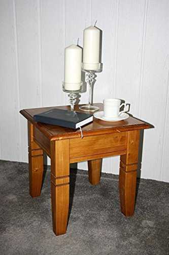 Massivholz Stubentisch Klein 45x46x45cm Decor Fichte massiv Bernsteinfarben lackiert