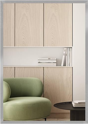 nielsen HOME Wandspiegel, 50 x 70 cm, Holz (MDF), Silber Glanz, Spiegel für alle Wohnbereiche, Hoch- & Querformat, anpassbare Aufhänger, Oslo