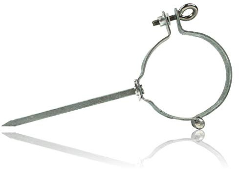 Collier de serrage galvanisé à chaud 80 mm avec goupille à frapper de 140 mm – Collier de serrage galvanisé pour fixation de tuyaux de descente sur le bâtiment – Collier de serrage pour tuyaux de