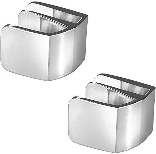 Gedotec Lot de 2 Poignées de Porte en Verre - Pour Meubles et Armoires - Carré - Épaisseur 4-6 mm - Métal Chromé - À Clipser