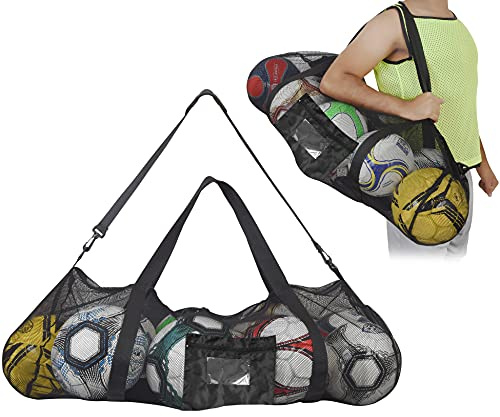 Athllete Sports Soccer Ball Bag - Extra-Large Heavy-Duty Mesh with Shoulder Straps