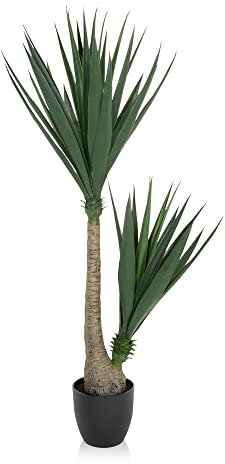 hjh OFFICE Kunstpflanze Yucca Palme Höhe 135 cm Grün Palmlilie Kunstbaum groß Zimmerpflanze künstlich, 871007