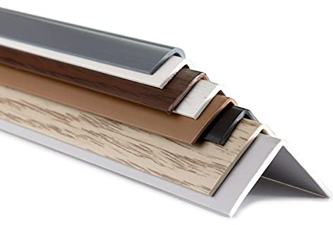 TJ - Listello angolare in PVC, grigio, profilo angolare da 20 x 20 mm, profilo di protezione angolare per spigoli e finestre, profilo per bordo scala antiurto, 2 m, in plastica, profilo angolare