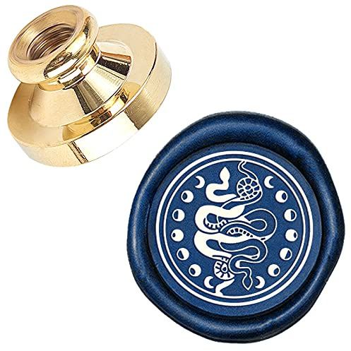 craspire Wachssiegelstempel Mond Und Schlange 25mm Vintage Siegellackstempel Messingkopf Nur Für Umschlag Karte Einladungen Geschenk Hochzeit Halloween Weihnachten Neujahr