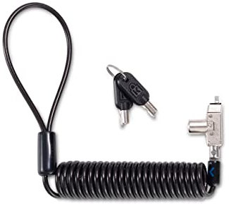 Kensington Slim N17 2.0 Portable Keyed Laptop Lock for Wedge-Shaped Slots, Self Coiling Retractable Lockable Device Tether for Dell Computers, Flat Slim Travel Line, 1.8m Carbon Steel Cable (K60511WW)