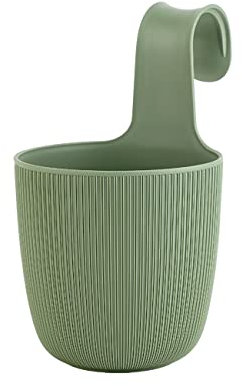 Gariella 1 x Blumentopf zum Hängen, integriertes Drainagesystem, Farbe: Moos-Grün, Ø 15 cm, Pflanztopf-Kübel, Hängetopf, widerstandsfähig, rund, wetterfest, Kunststoff