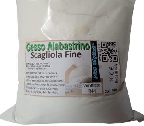 Gesso Alabastrino Scagliola INDICATO per Colate In Stampi di Silicone, Lattice di Gomma o Plastica Rigida (1 Kg.)