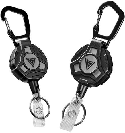Bemece 2 Pack Retractable Keychain, Heavy Duty Carabiner Badge Holder with 29 Steel Cord…