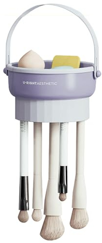 Veki 3 in 1 Silikon Pinselreiniger, Make Up Pinselreiniger zum Reinigen, Trocknen und Aufbewahren, Tragbares Makeup Pinsel Reinigungsmatte für Makeup Pinsel, Makeup Schwamm (Lila)