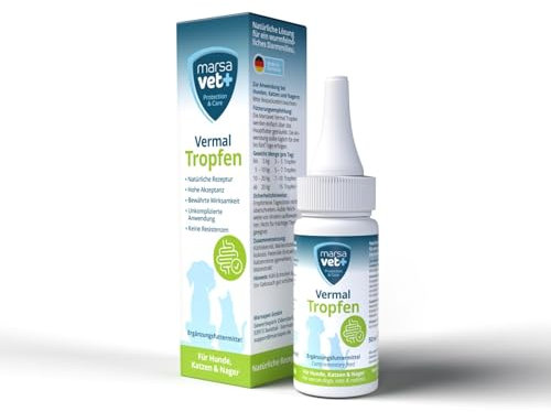 marsavet+ Vermal Tropfen – Natürliches Ergänzungsfuttermittel zur Unterstützung der Verdauung bei Hunden, Katzen, Kleintieren & Vögeln | 50 ml